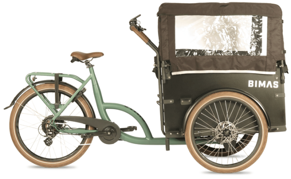 Bimas E-Cargo 3.3 Economy E-Bakfiets – Army Groen – Zwart OP VOORRAAD