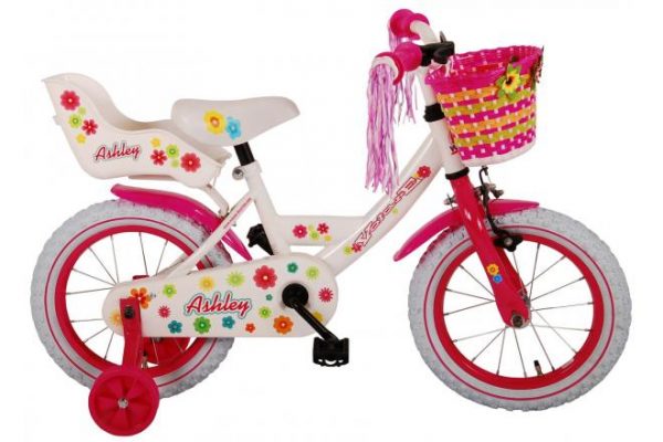 Volare Ashley Kinderfiets – Meisjes – 14 inch – Wit – 95% afgemonteerd