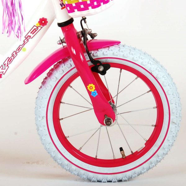 Volare Ashley Kinderfiets – Meisjes – 14 inch – Wit – 95% afgemonteerd