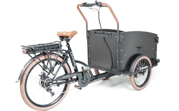 Qivelo City Elektrische Driewieler Bakfiets – Mat Zwart/Bruin