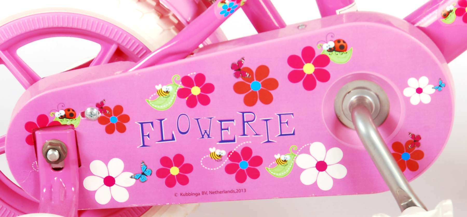 Volare Flowerie Kinderfiets – Meisjes – 10 inch – Roze/Wit – Doortrapper