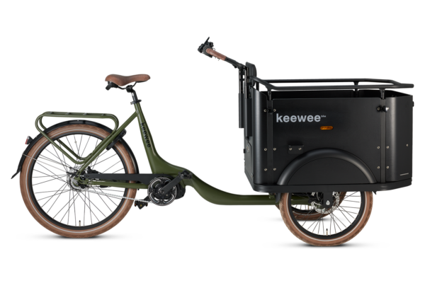Keewee Elektrische Bakfiets Army Green –  Incl Gratis accessoires