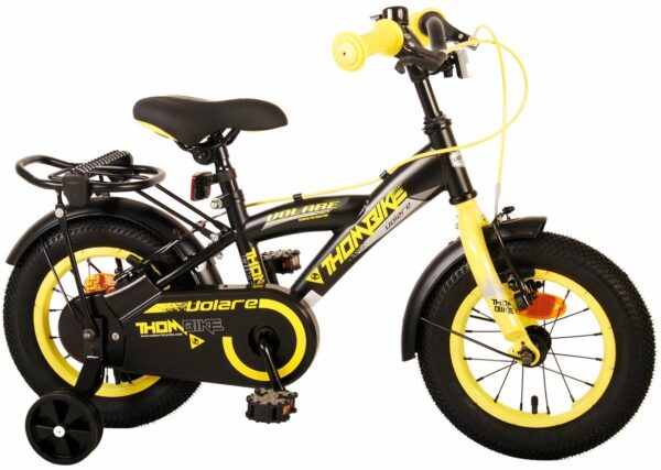 Volare Thombike Kinderfiets – Jongens – 12 inch – Zwart Geel – Twee Handremmen