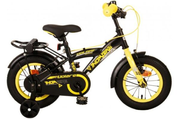 Volare Thombike Kinderfiets – Jongens – 12 inch – Zwart Geel – Twee Handremmen
