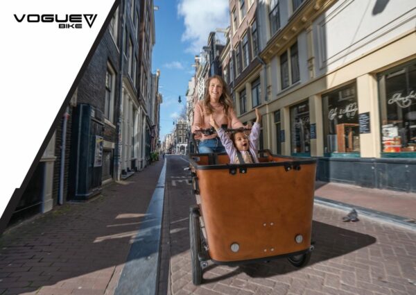 Vogue Superior Deluxe Elektrische Bakfiets 8 Speed Mat Zwart Bruin