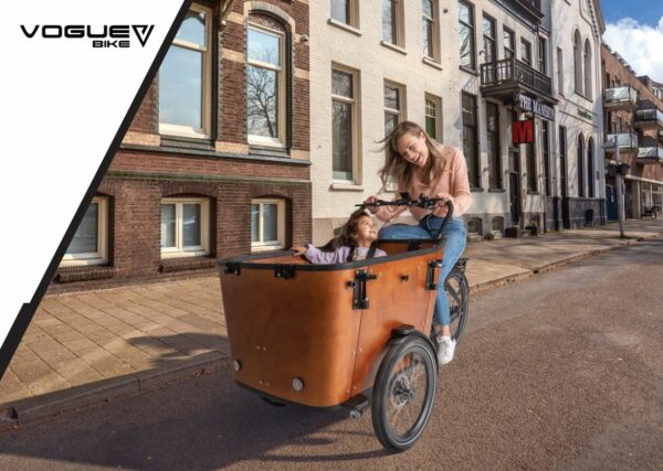Vogue Superior Deluxe Elektrische Bakfiets 8 Speed Mat Zwart Bruin