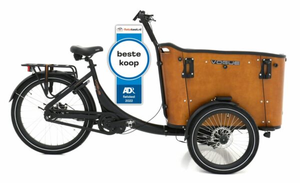 Vogue Superior Deluxe Elektrische Bakfiets 8 Speed Mat Zwart Bruin
