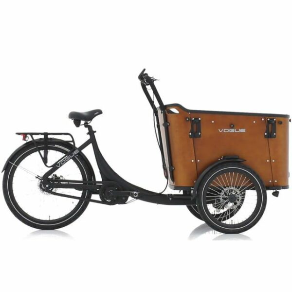 Vogue Superior Deluxe Elektrische Bakfiets 8 Speed Mat Zwart Bruin