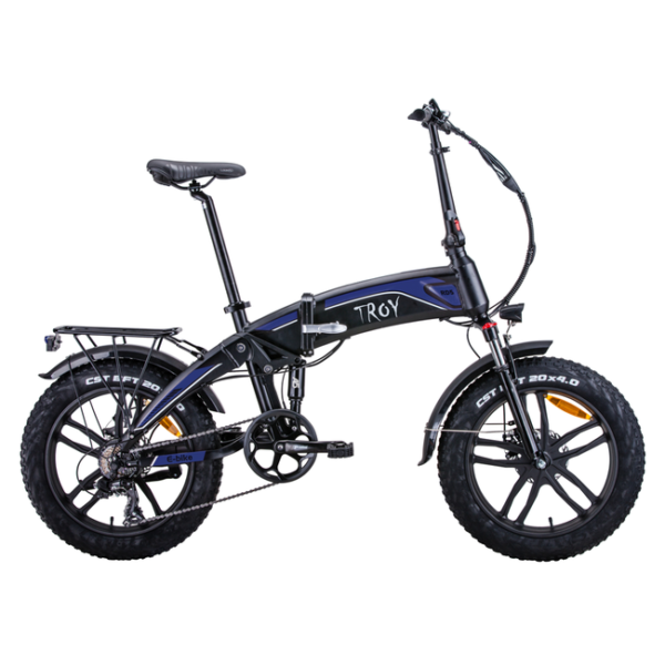 Troy All Road folding elektrische Fatbike 7v Matt-Black-Blue