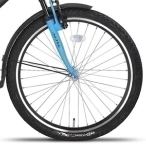VOORWIEL 24 INCH zwart/grijs dubbelvelg chroom spaken