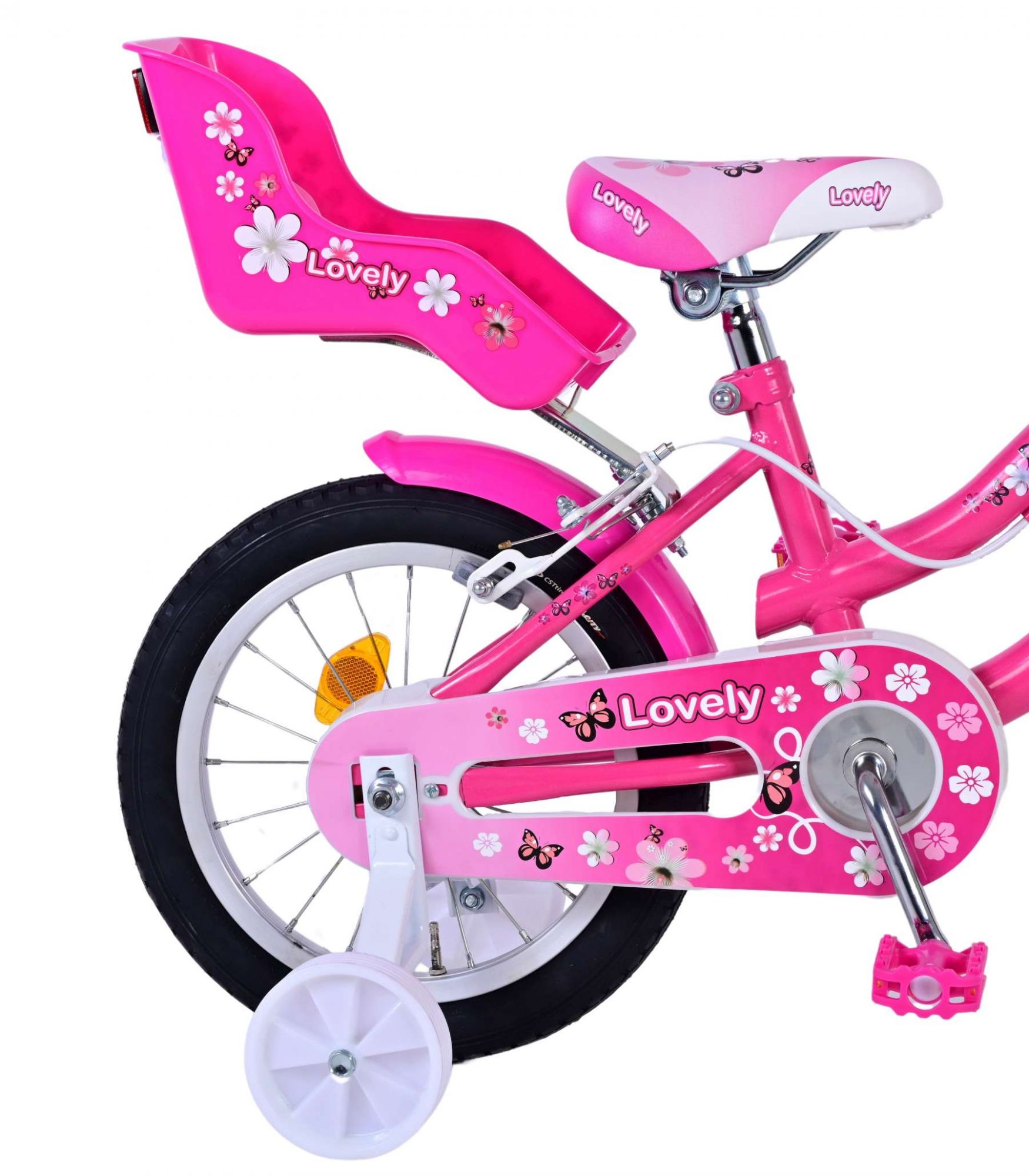 Volare Lovely Kinderfiets – Meisjes – 14 inch – Roze Wit – Twee Handremmen