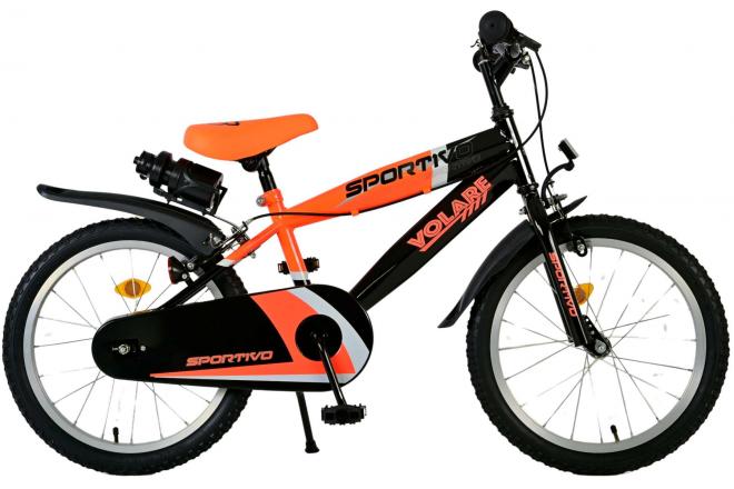 Volare Sportivo Kinderfiets – Jongens – 18 inch – Neon Oranje Zwart – Twee Handremmen