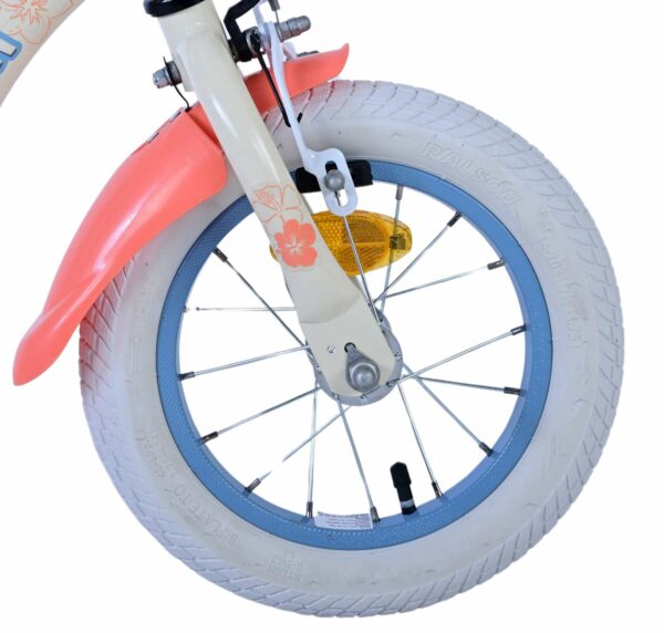 Disney Stitch Kinderfiets – Meisjes – 12 inch – Twee handremmen – Crème Koraal Blauw