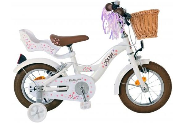 Volare Blossom Kinderfiets – Meisjes – 12 inch – Wit – Twee handremmen