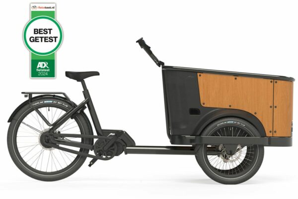 Cangoo Buckle Up Elektrische Bakfiets Mat Zwart Naturel