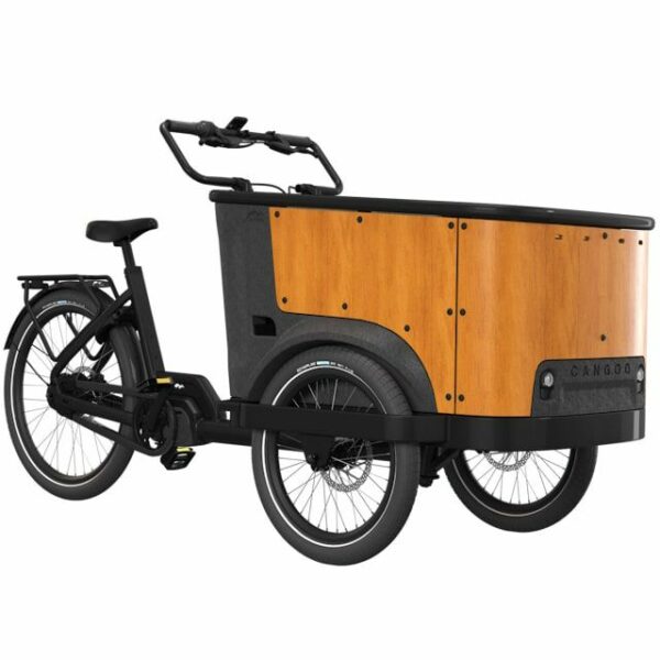 Cangoo Buckle Up Elektrische Bakfiets Mat Zwart Naturel