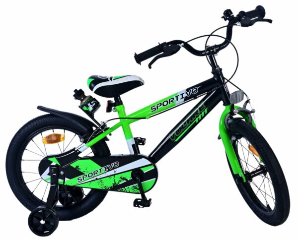 Volare Sportivo Kinderfiets – Jongens – 16 inch – Groen Zwart – Twee Handremmen