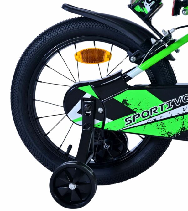 Volare Sportivo Kinderfiets – Jongens – 16 inch – Groen Zwart – Twee Handremmen