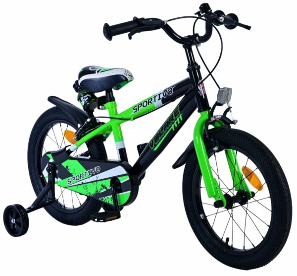 Volare Sportivo Kinderfiets – Jongens – 16 inch – Groen Zwart – Twee Handremmen