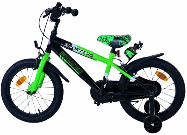 Volare Sportivo Kinderfiets – Jongens – 16 inch – Groen Zwart – Twee Handremmen