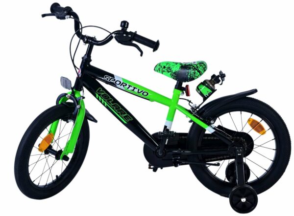 Volare Sportivo Kinderfiets – Jongens – 16 inch – Groen Zwart – Twee Handremmen