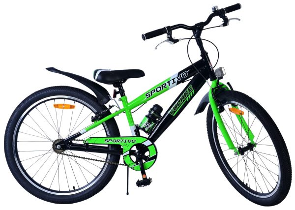 Volare Sportivo Kinderfiets – Jongens – 24 inch – Zwart Groen – Twee Handremmen