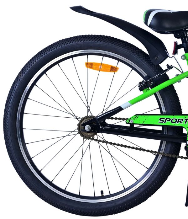 Volare Sportivo Kinderfiets – Jongens – 24 inch – Zwart Groen – Twee Handremmen