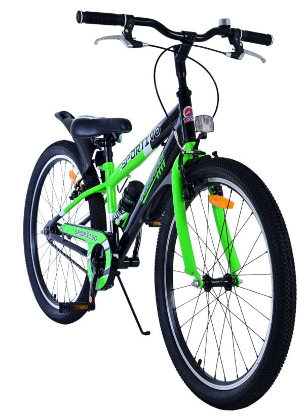 Volare Sportivo Kinderfiets – Jongens – 24 inch – Zwart Groen – Twee Handremmen