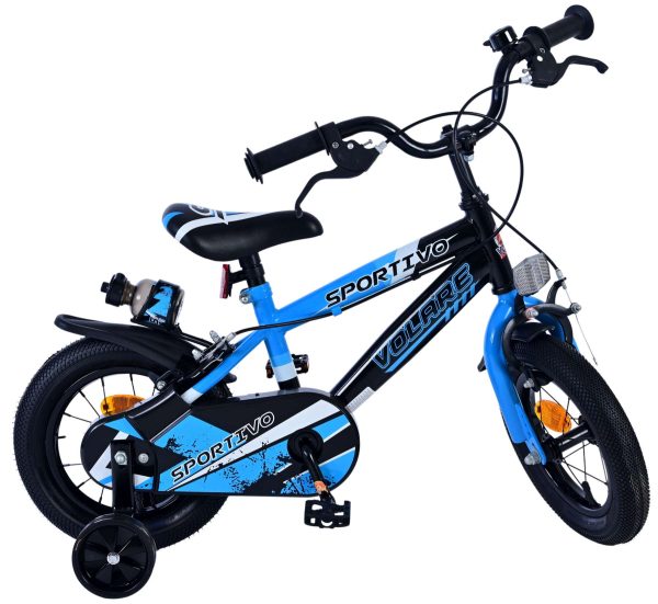 Volare Sportivo Kinderfiets – Jongens – 12 inch – Blauw Zwart – Twee Handremmen
