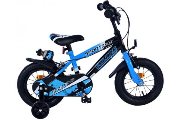 Volare Sportivo Kinderfiets – Jongens – 12 inch – Blauw Zwart – Twee Handremmen