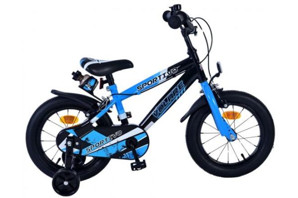 Volare Sportivo Kinderfiets – Jongens – 14 inch – Blauw Zwart – Twee Handremmen