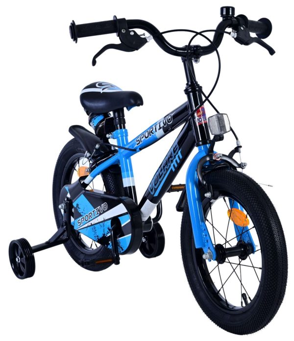 Volare Sportivo Kinderfiets – Jongens – 14 inch – Blauw Zwart – Twee Handremmen
