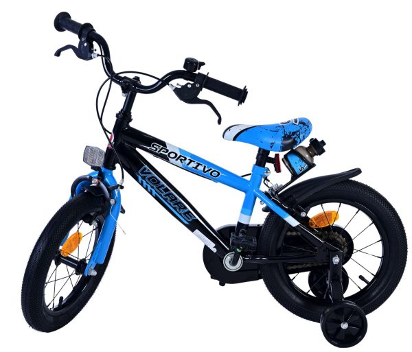Volare Sportivo Kinderfiets – Jongens – 14 inch – Blauw Zwart – Twee Handremmen