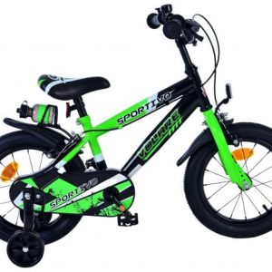 Volare Sportivo Kinderfiets – Jongens – 14 inch – Groen Zwart – Twee Handremmen