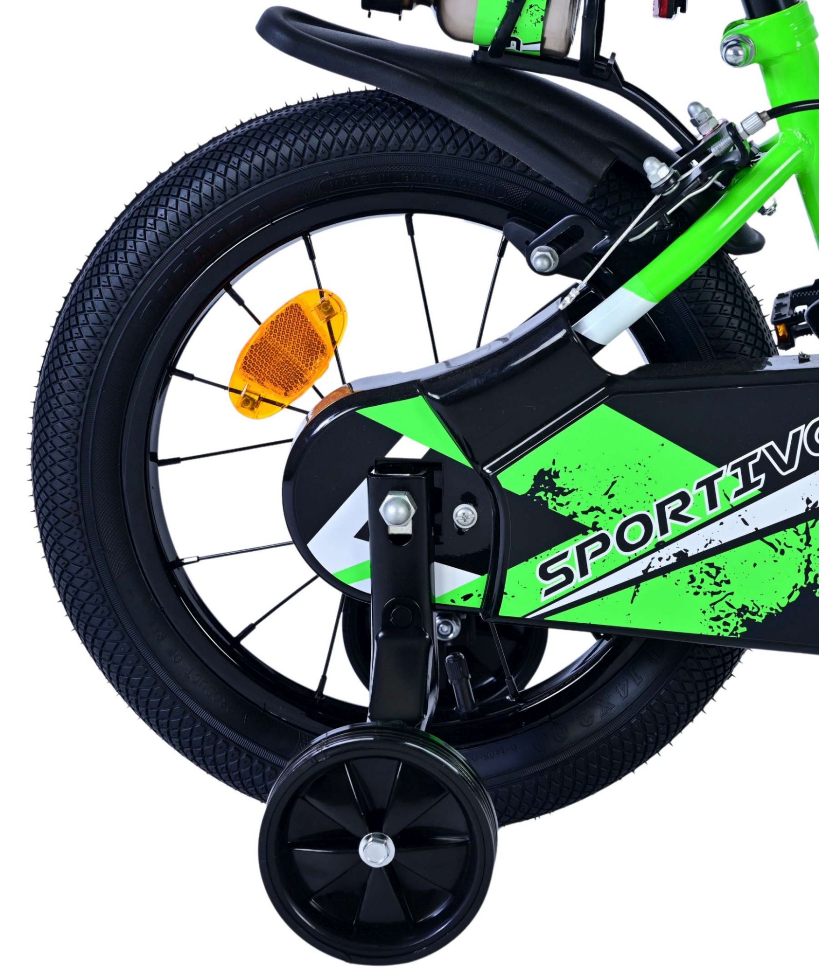Volare Sportivo Kinderfiets – Jongens – 14 inch – Groen Zwart – Twee Handremmen