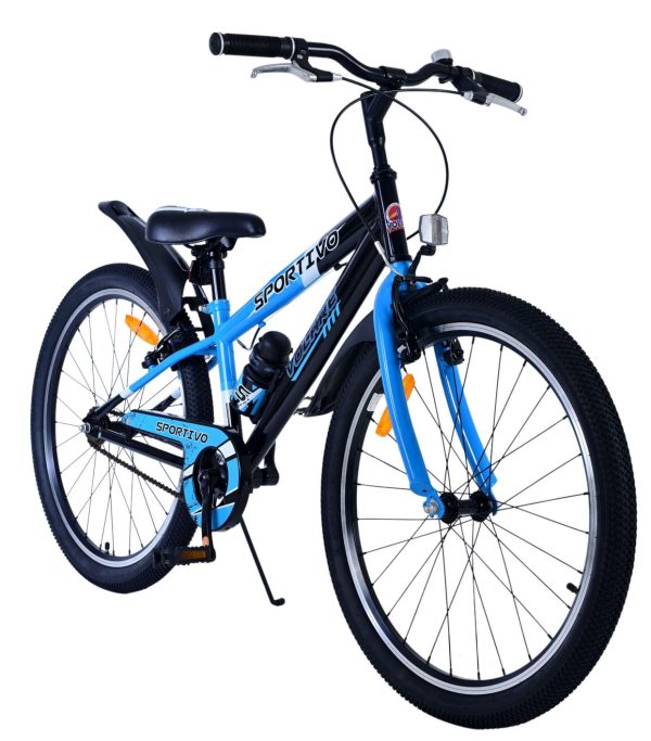 Volare Sportivo Kinderfiets – Jongens – 24 inch – Zwart Blauw – Twee Handremmen