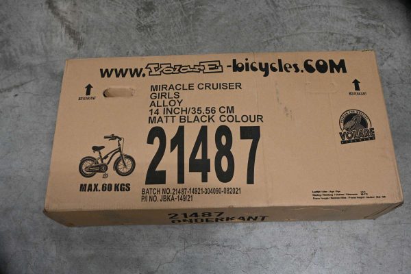 Volare Miracle Kinderfiets – Meisjes – 14 inch – Mat Zwart – Prime Collection