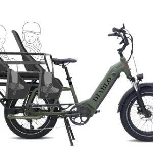 Diablo XR3 Longtail E – Fatbike Moederfiets Bakfiets Mat Groen