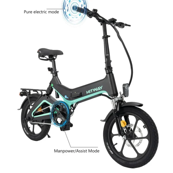 Hitway BK2 Elektrische Vouwfiets Zwaart Groen