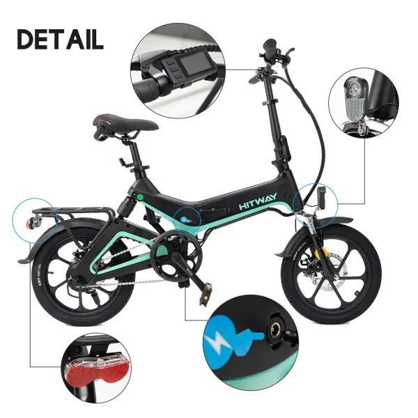 Hitway BK2 Elektrische Vouwfiets Zwaart Groen