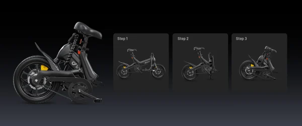 DYU A16 16 inch volledig opvouwbare elektrische fiets Zwart