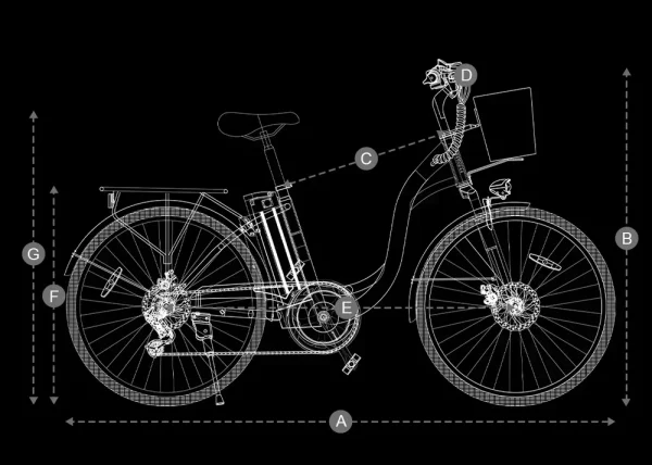 DYU C6 26 inch elektrische stadsfiets Wit
