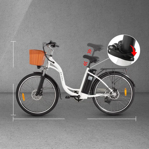 DYU C6 26 inch elektrische stadsfiets Wit