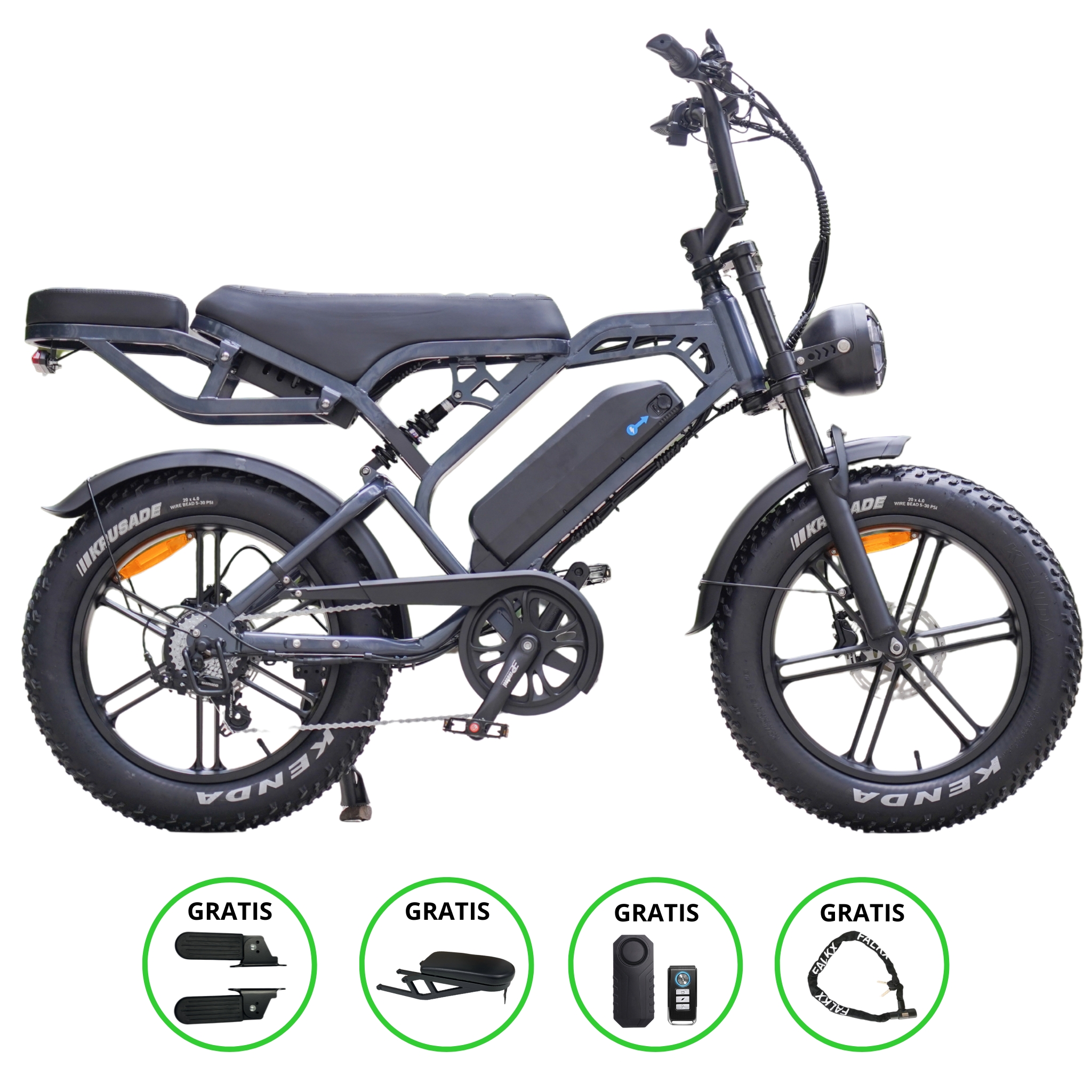 TWS V20 PRO – E-Fatbike incl. – Donker Grijs 2026 TWS V20 PRO – E-Fatbike incl. – Donker Grijs 2026