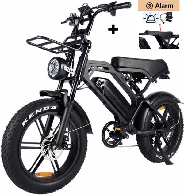 TWS V20 PRO 3.0 – E-Fatbike incl. Alaram+Stepjes+Achterzitje+Voorrek -Zwart