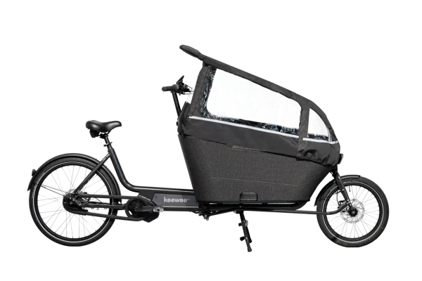 Keewee 2.0 Elektrische Tweewiel Bakfiets Donkergrijs 624WH – OP VOORRAAD
