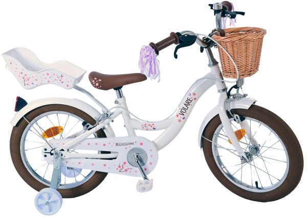 Volare Blossom Kinderfiets – Meisjes – 16 inch – Wit – Twee Handremmen