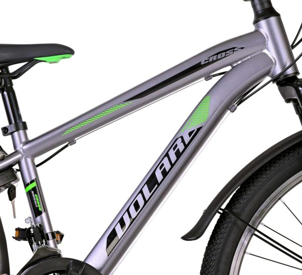 Volare Cross Kinderfiets – Jongens – 24 inch – Grijs – 21 versnellingen – Twee handremmen