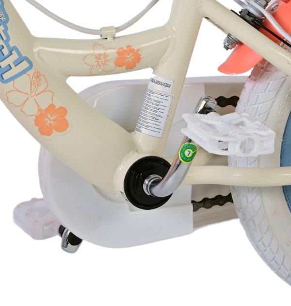 Disney Stitch Kinderfiets – Meisjes – 12 inch – Twee handremmen – Crème Koraal Blauw