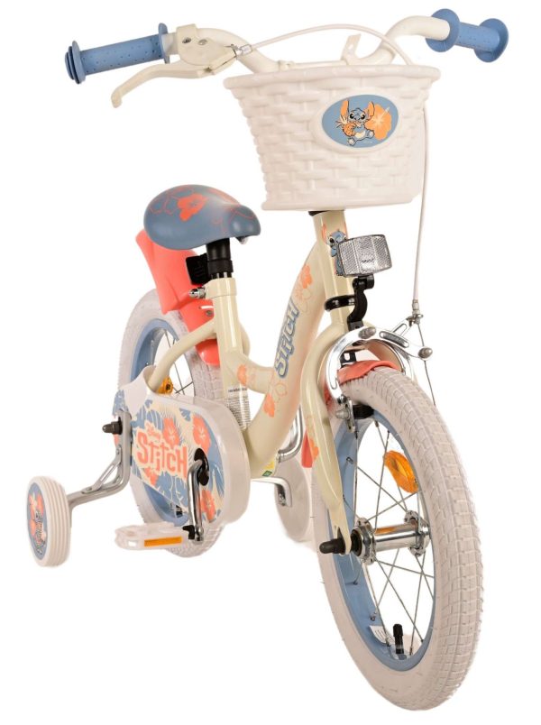 Disney Stitch Kinderfiets – Meisjes – 14 inch – Crème Koraal Blauw